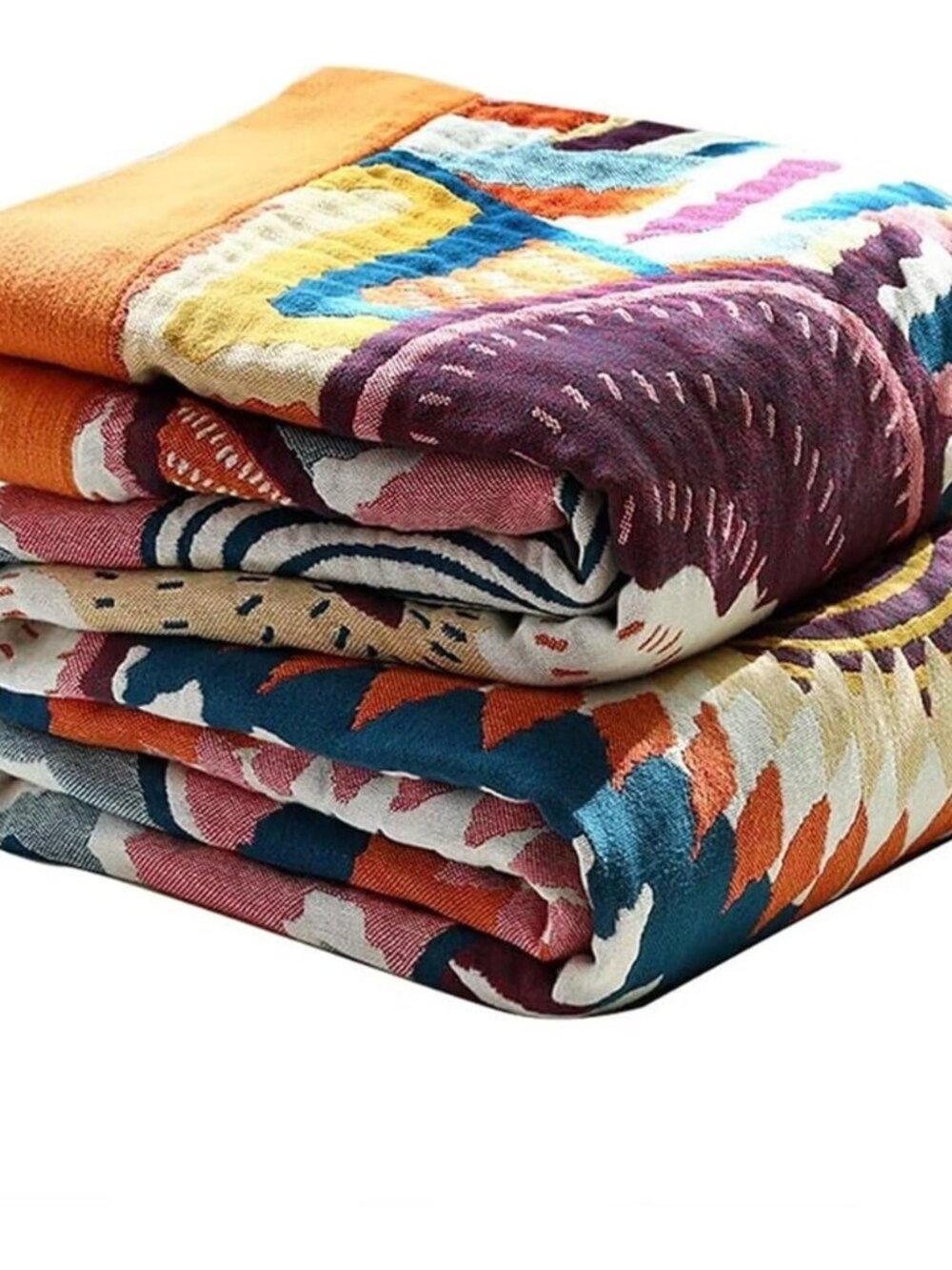 Boho Throw Blanket for Bed 100% Cotton Bohemian Blankets Ultra Soft Woven Muslin
